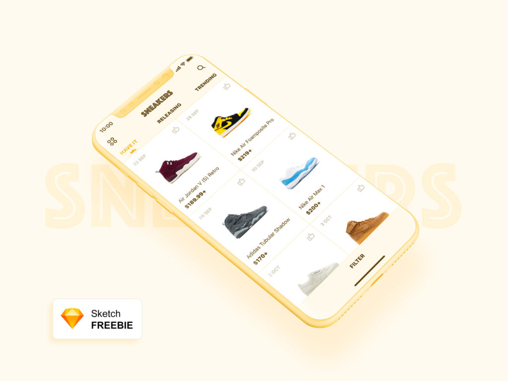 Download Sneakers Store App Concept for Sketch | Free Mockups, Best ...