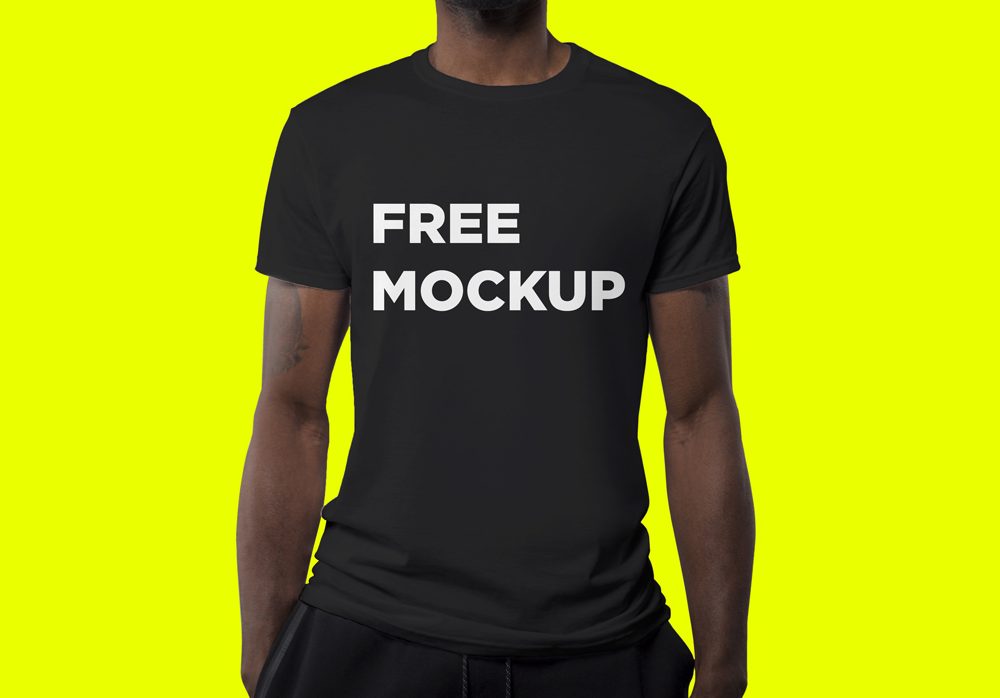 free-black-man-t-shirt-mockup-1000×698 | Free Mockups, Best Free PSD ...