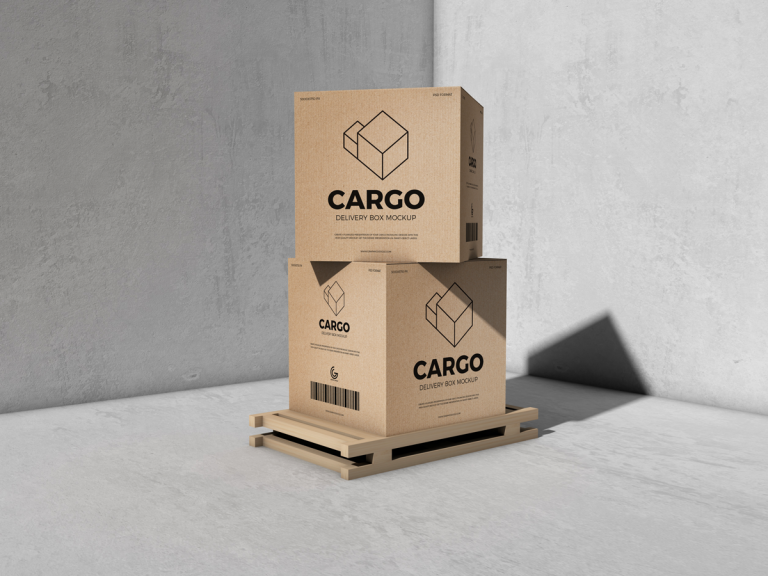 Download Free Packaging Cargo Delivery Box Mockup