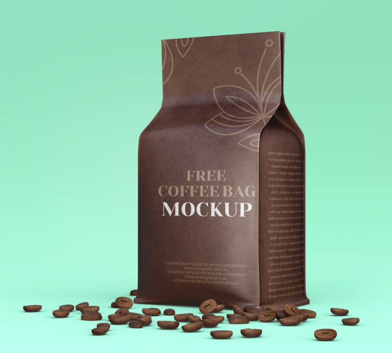 Download Flat-Bottom-Brown-Kraft-Coffee-Bag-Packaging-Mockup