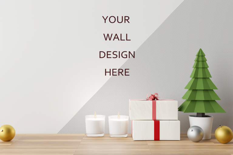 Download Free Christmas Wall Decal Mockup